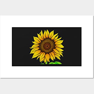 Yellow Sunflower Vintage Style Posters and Art